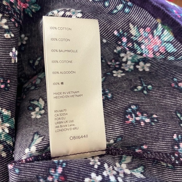 Free People Violet Visions Corduroy Purple Floral Ruffle Romper Women's Size S - Picture 5 of 9